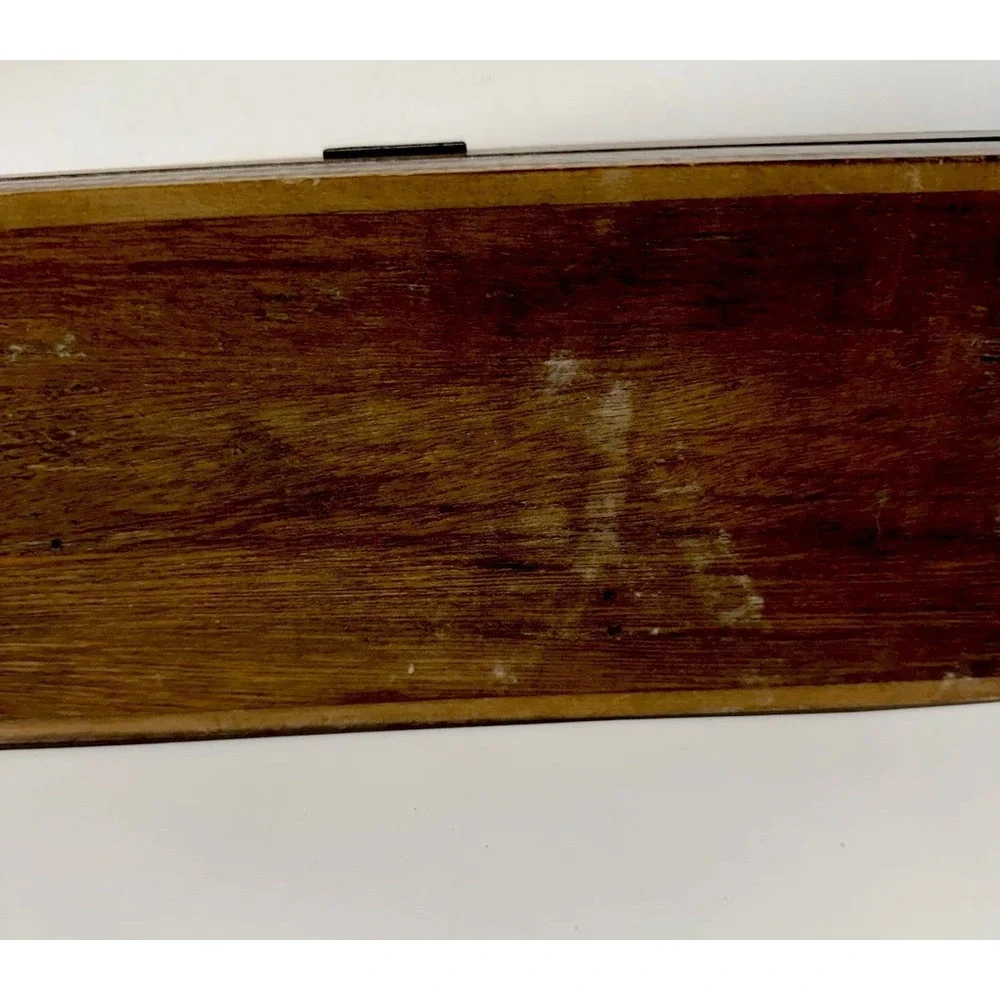 Vintage Wooden Jewelry Box With Wicker Lid